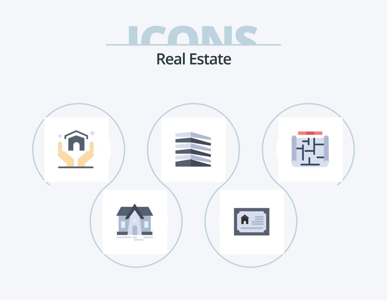 Real Estate Flat Icon Pack 5 Icon Design. blueprint. estate. home. real. house vector