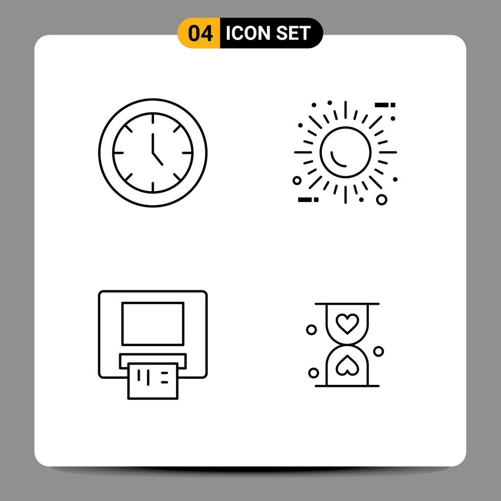 4 Creative Icons Modern Signs and Symbols of clock atm time eco money Editable Vector Design Elements