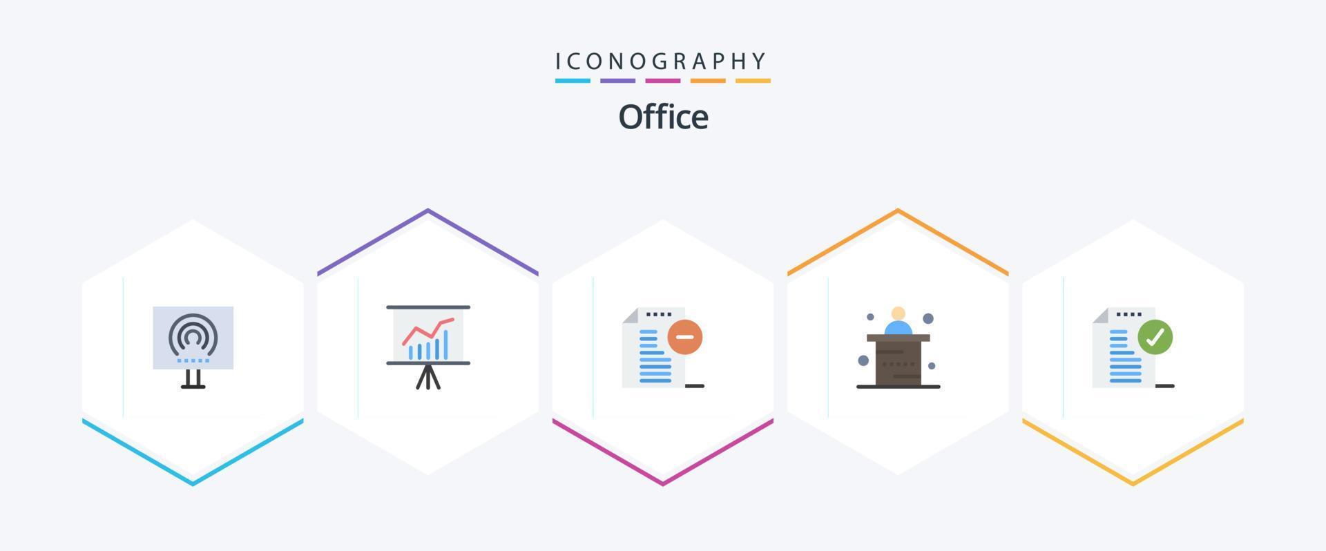 paquete de iconos planos de oficina 25 que incluye aprobación. oficina. presentación. marketing. oficina vector