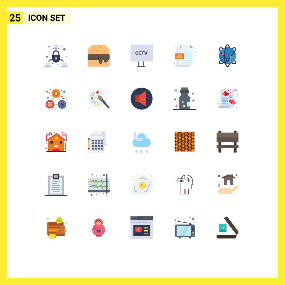 Pack of 25 creative Flat Colors of world globe spy computing document Editable Vector Design Elements