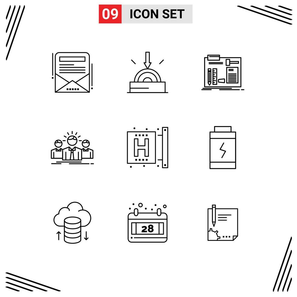 Modern Set of 9 Outlines and symbols such as center entrepreneur construct employee business Editable Vector Design Elements