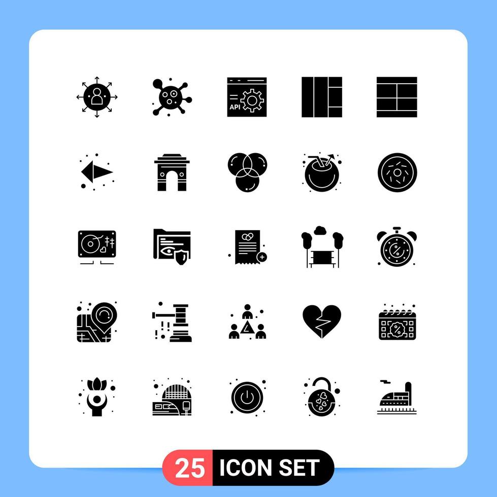 Mobile Interface Solid Glyph Set of 25 Pictograms of draw create browser wireframe programming Editable Vector Design Elements