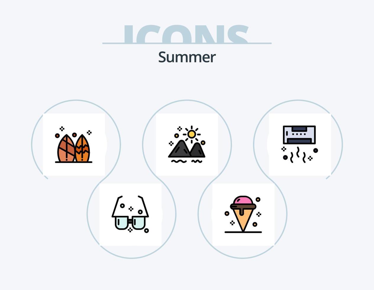 paquete de iconos llenos de línea de verano 5 diseño de iconos. cometa. feliz. verano. Gafas de sol. verano vector