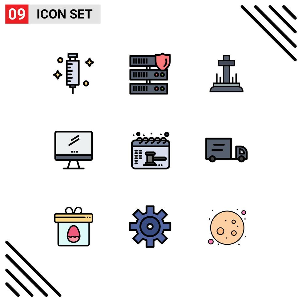 Stock Vector Icon Pack of 9 Line Signs and Symbols for appointment imac celebration device computer Editable Vector Design Elements