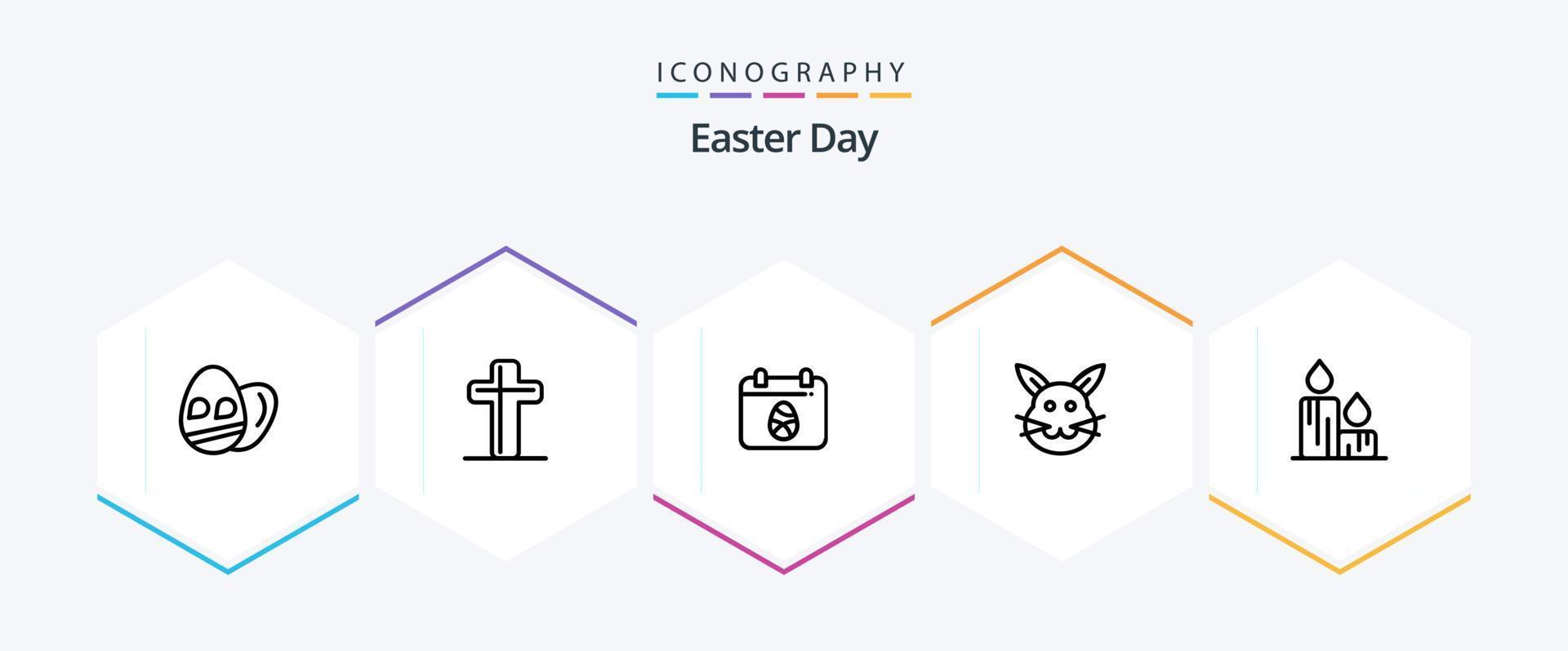 Easter 25 Line icon pack including easter. candle. egg. rabbit. bynny vector