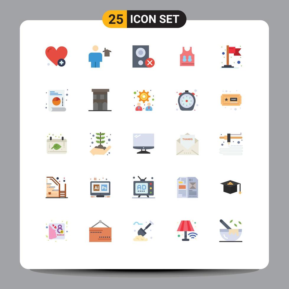 Group of 25 Flat Colors Signs and Symbols for flag game computers t shrit remove Editable Vector Design Elements