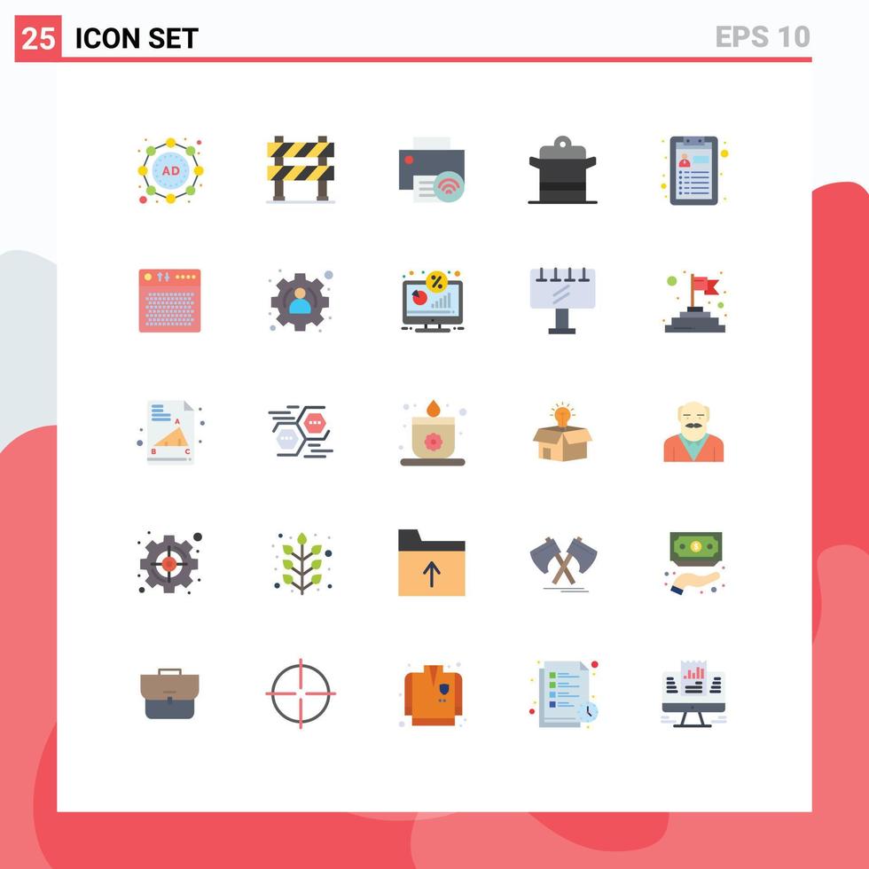 Universal Icon Symbols Group of 25 Modern Flat Colors of pot kitchen computers cooking printer Editable Vector Design Elements