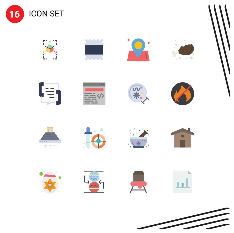 Stock Vector Icon Pack of 16 Line Signs and Symbols for help communication way call food Editable Pack of Creative Vector Design Elements