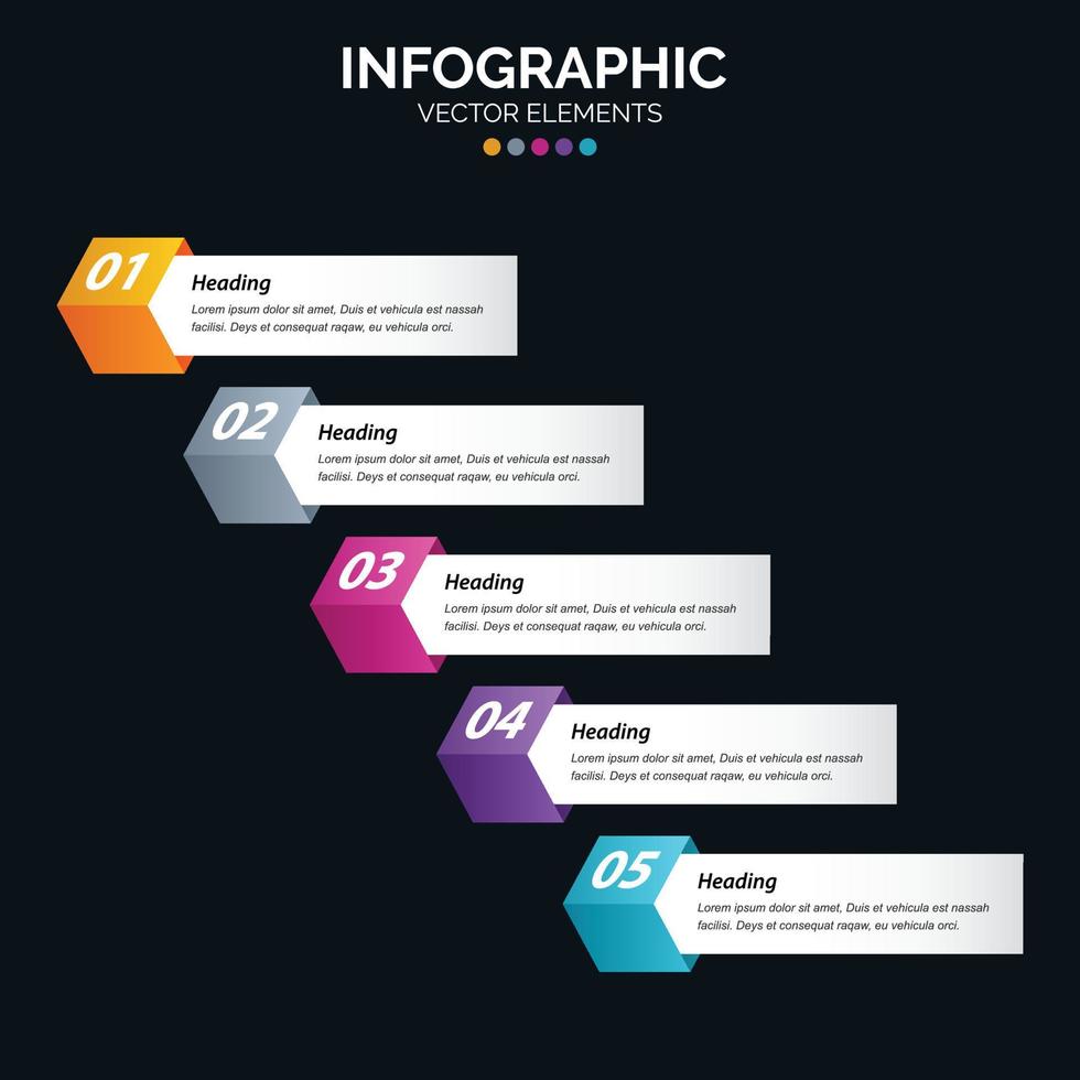 5 Option Infographics diagram annual report web design Business concept steps or processes vector