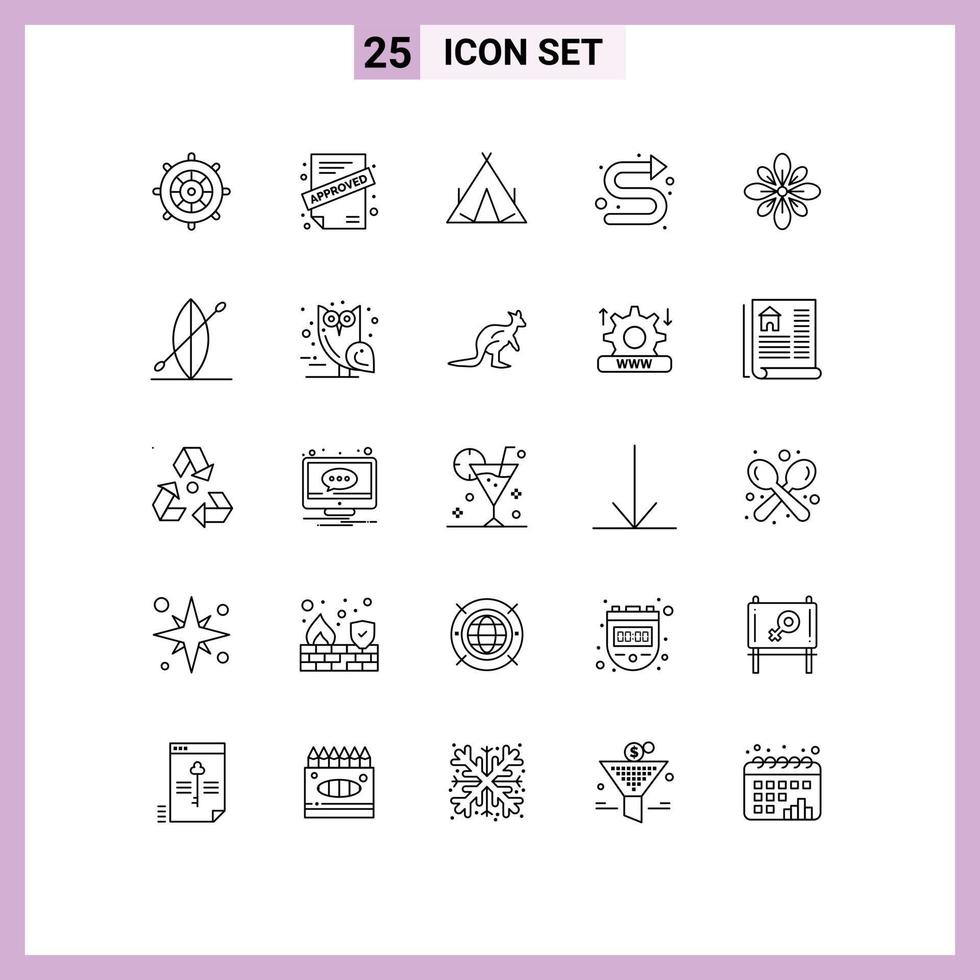 Line Pack of 25 Universal Symbols of decoration celebrate tent left directional Editable Vector Design Elements