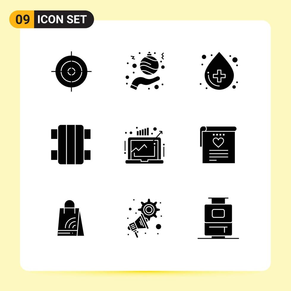 9 iconos creativos signos y símbolos modernos de crecimiento empresarial salud deporte juego elementos de diseño vectorial editables vector