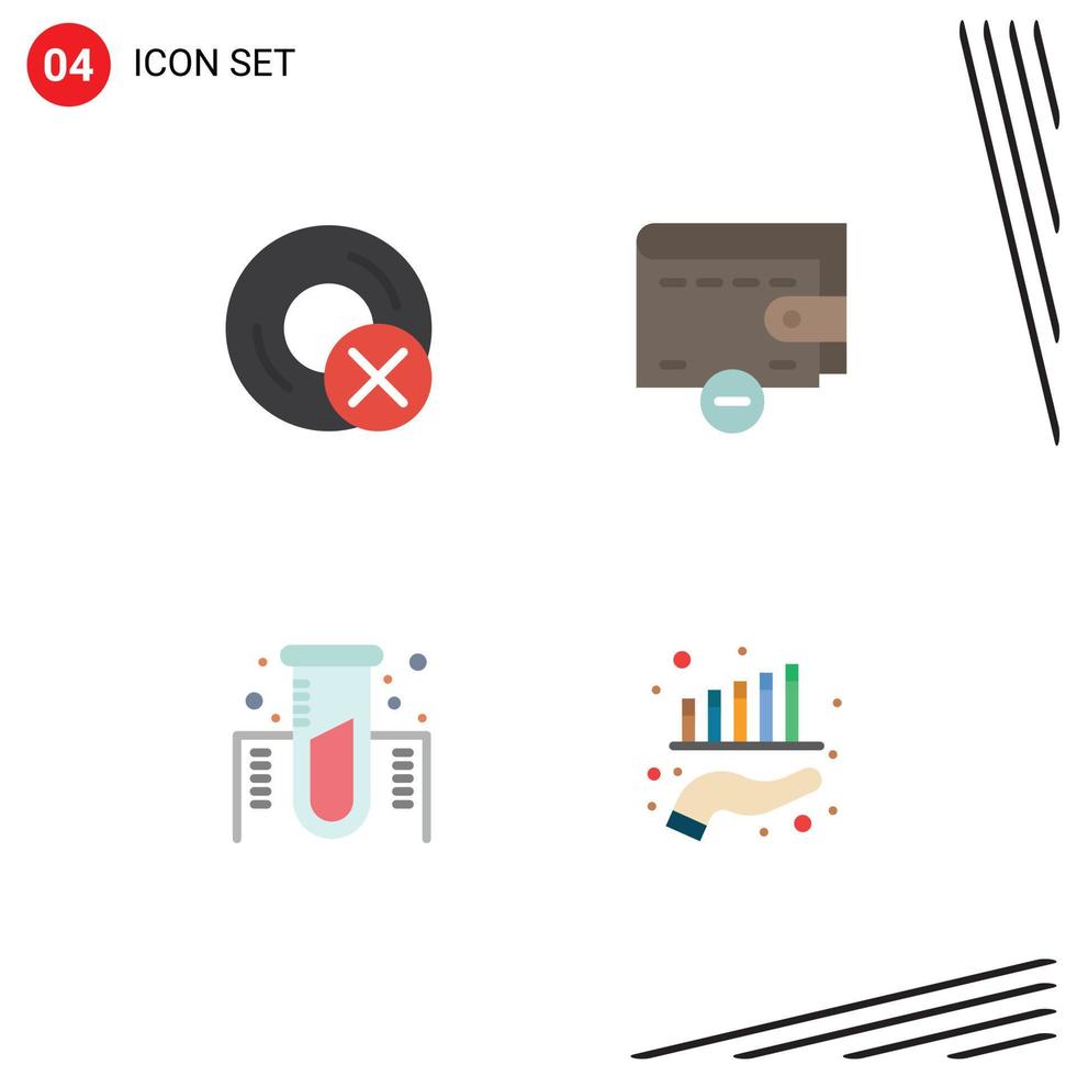Set of 4 Vector Flat Icons on Grid for computers experiment gadget money gas Editable Vector Design Elements