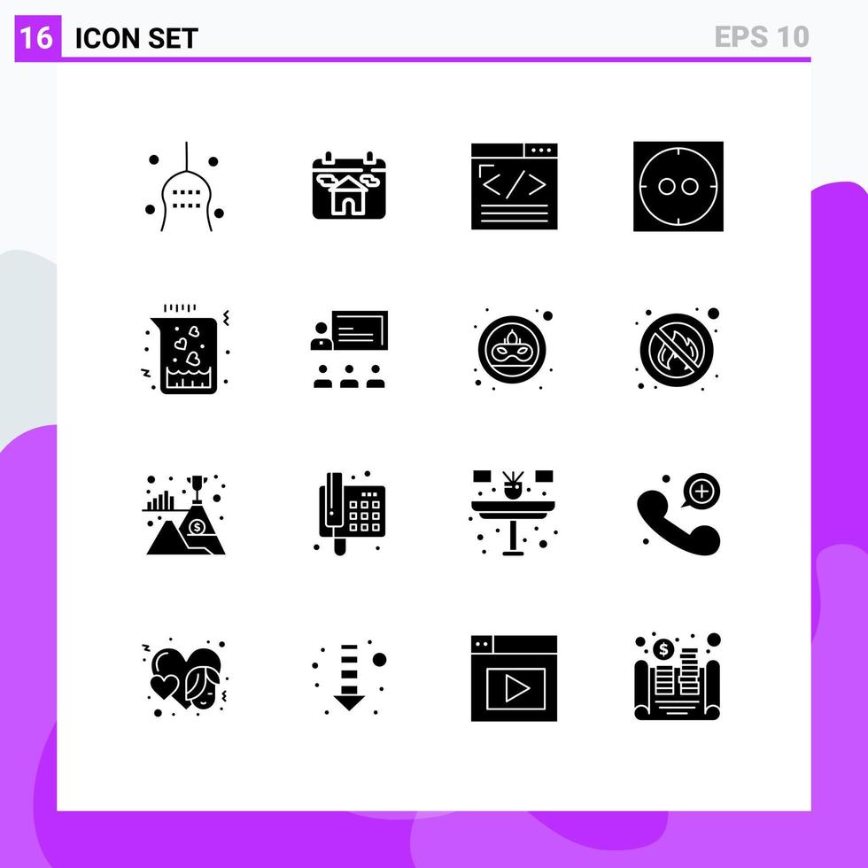16 concepto de glifo sólido para sitios web móviles y aplicaciones matraz socket house diseño web eléctrico elementos de diseño vectorial editables vector