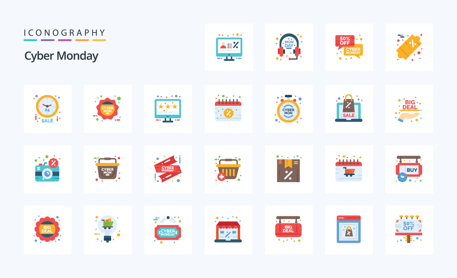 25 Cyber Monday Flat color icon pack 17278558 Vector Art at Vecteezy