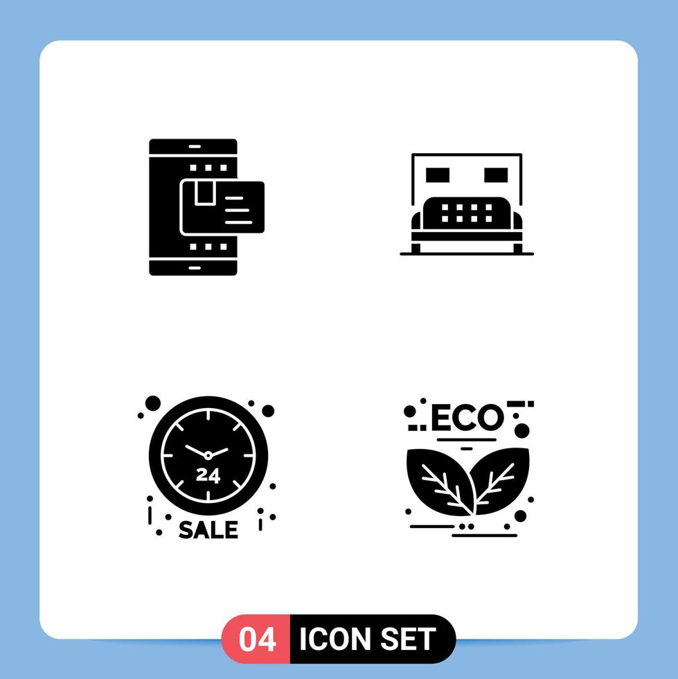 4 Creative Icons Modern Signs and Symbols of ecommerce sale rate bed discount Editable Vector Design Elements