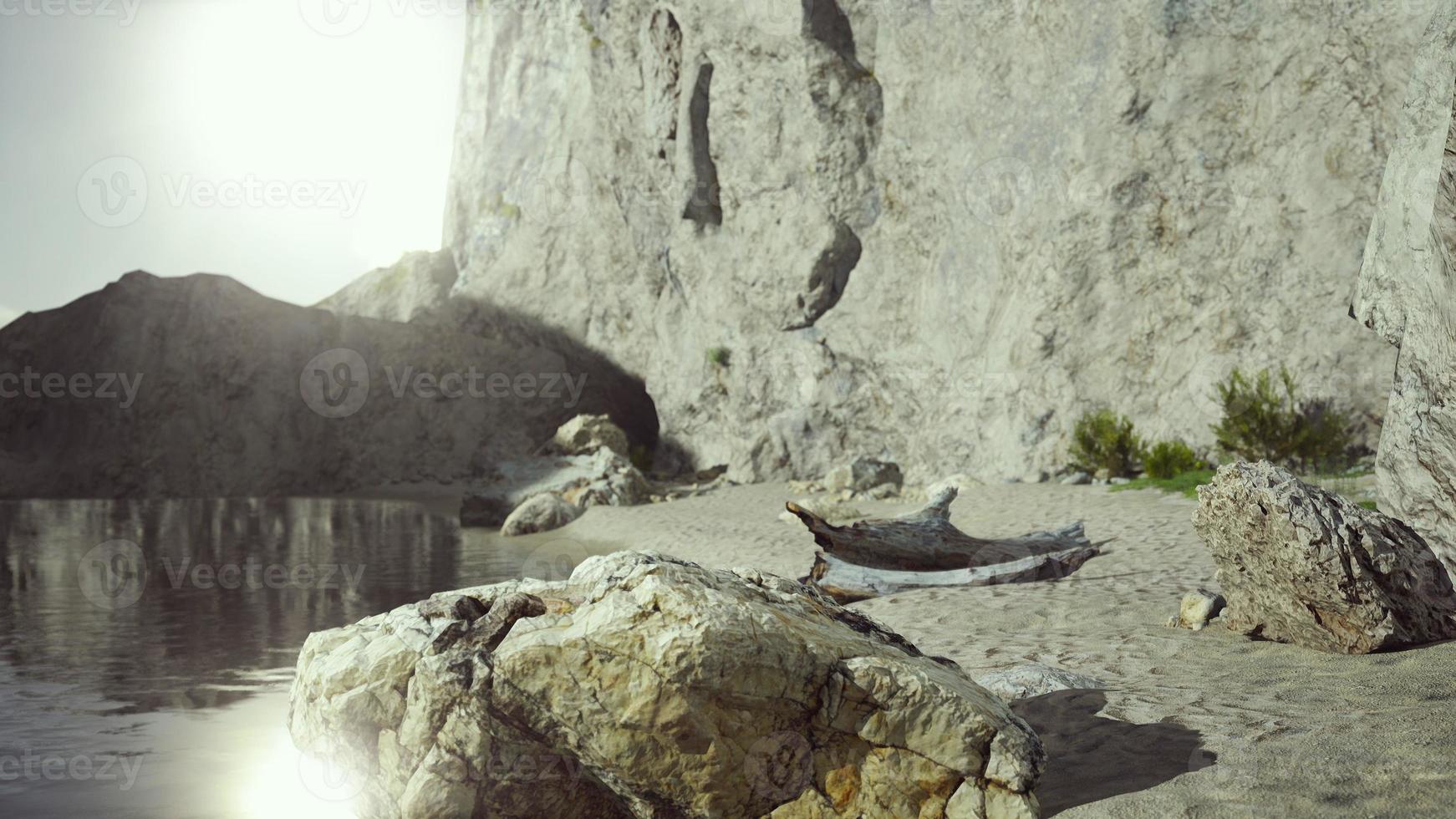 panoramic view of nice colorful huge cliff and sea photo