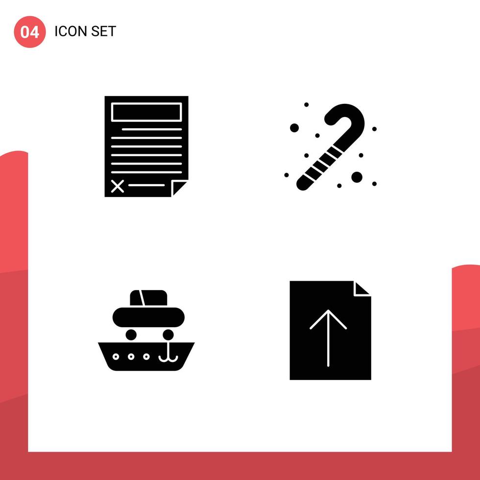 Pictogram Set of 4 Simple Solid Glyphs of contract cargo page toy transport Editable Vector Design Elements