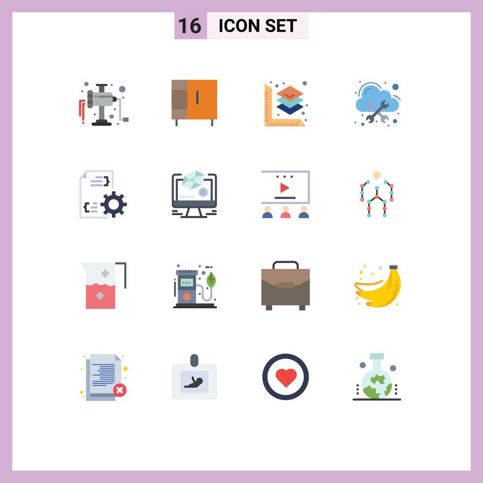 16 Universal Flat Colors Set for Web and Mobile Applications management development printing develop management Editable Pack of Creative Vector Design Elements