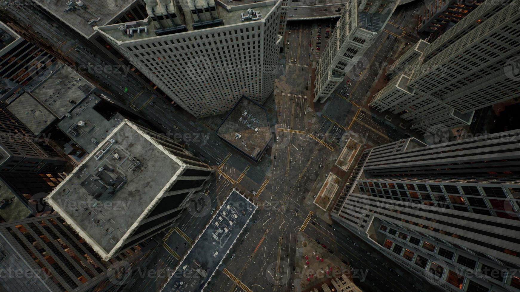 Aerial view of New York downtown building roofs photo