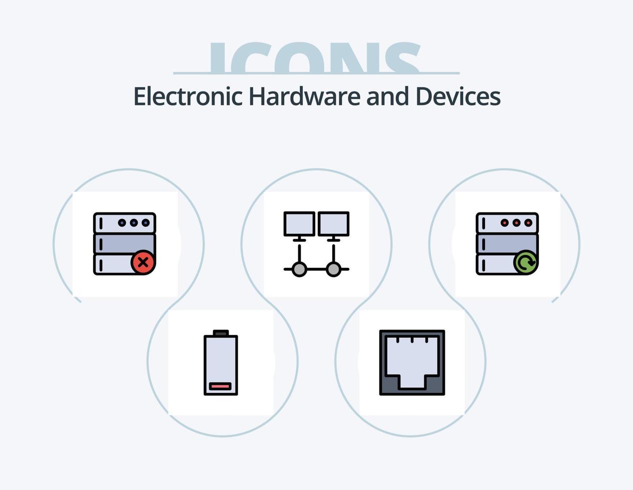 Devices Line Filled Icon Pack 5 Icon Design. server. internet. audio. connection. sound vector