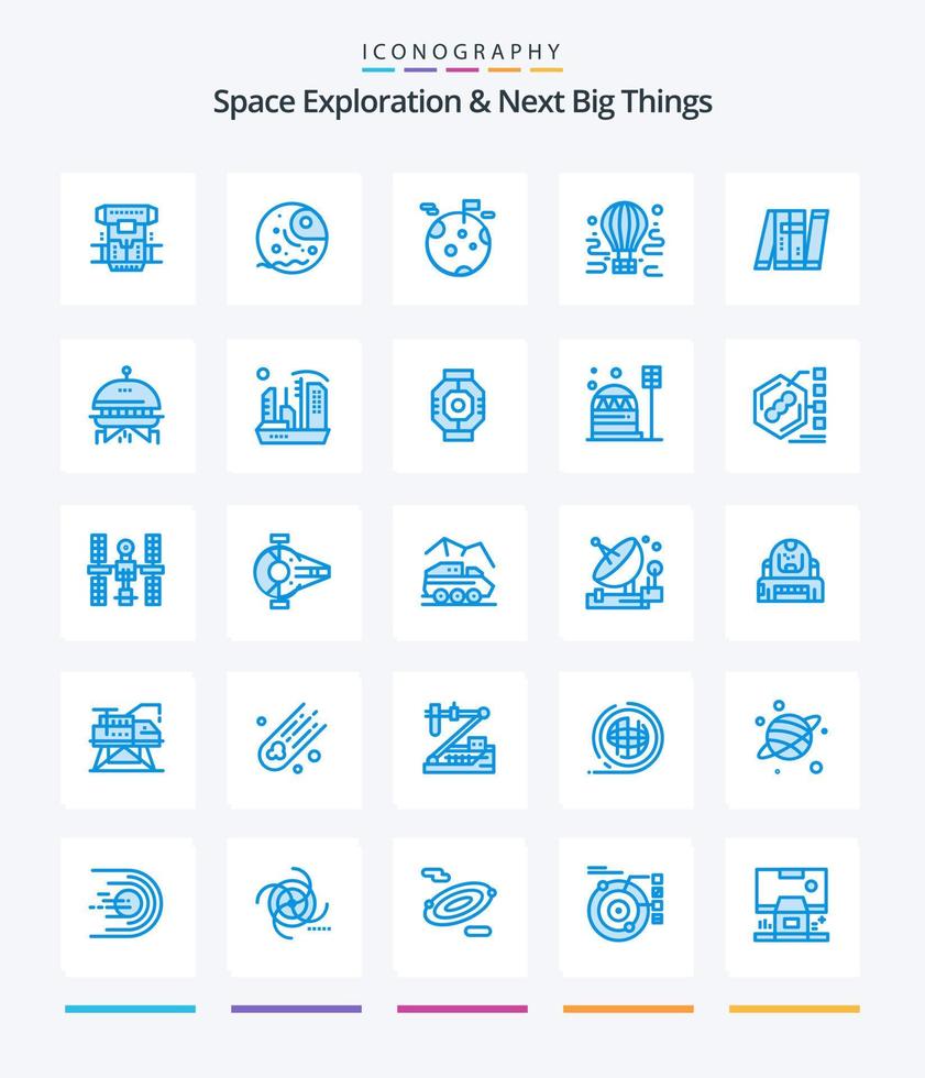 Creative Space Exploration And Next Big Things 25 Blue icon pack  Such As balloon. tour. planet. airdrop. space vector