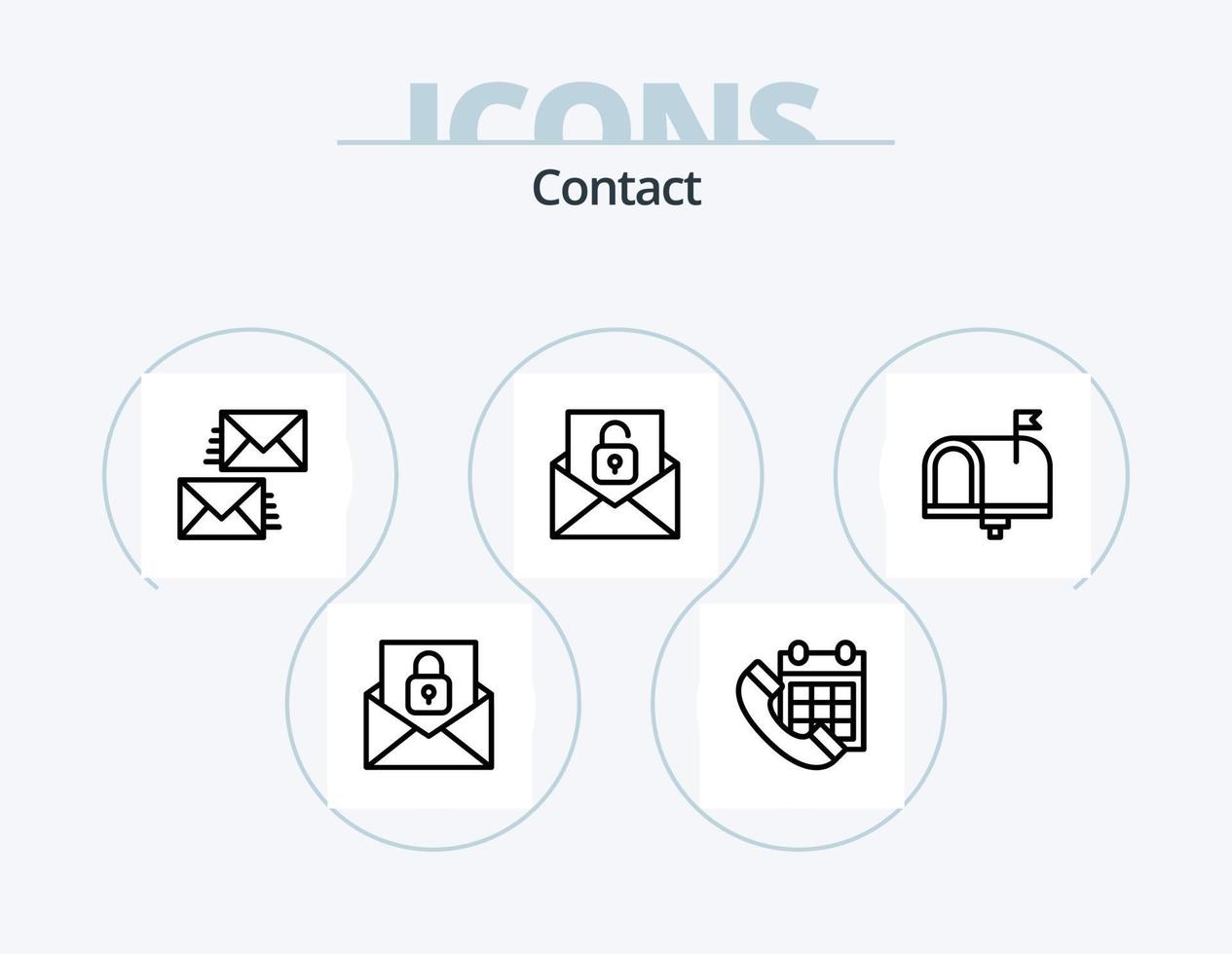 Contact Line Icon Pack 5 Icon Design. contact us. communication. file. flagged. email vector