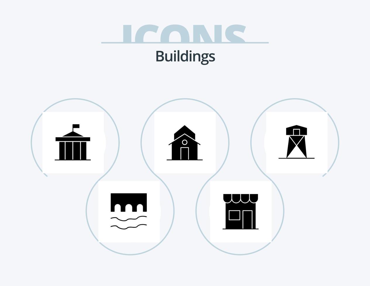 Buildings Glyph Icon Pack 5 Icon Design. house. building. retail. greece. columns vector