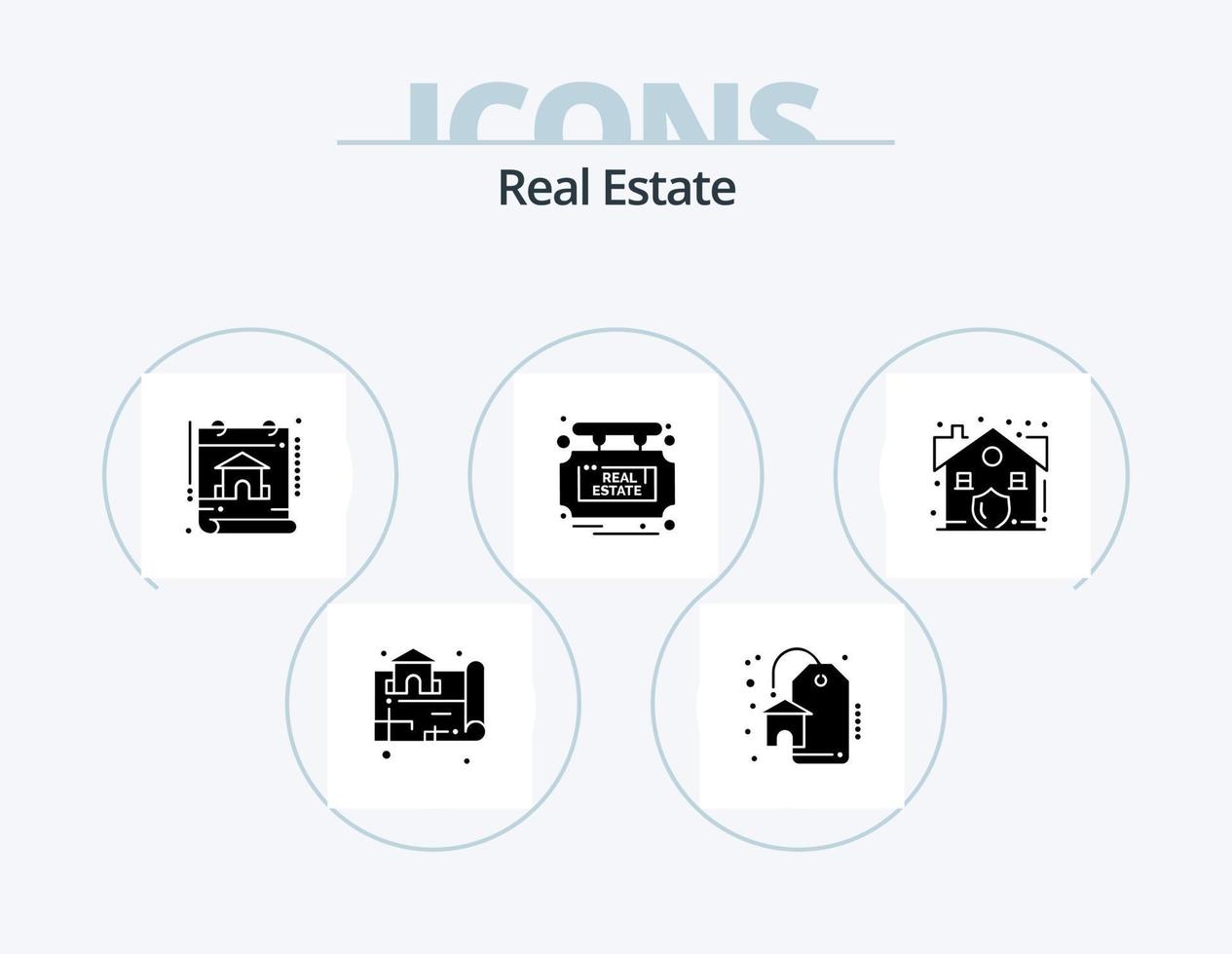 paquete de iconos de glifos inmobiliarios 5 diseño de iconos. verdadero. bienes. construcción. venta. bienes vector