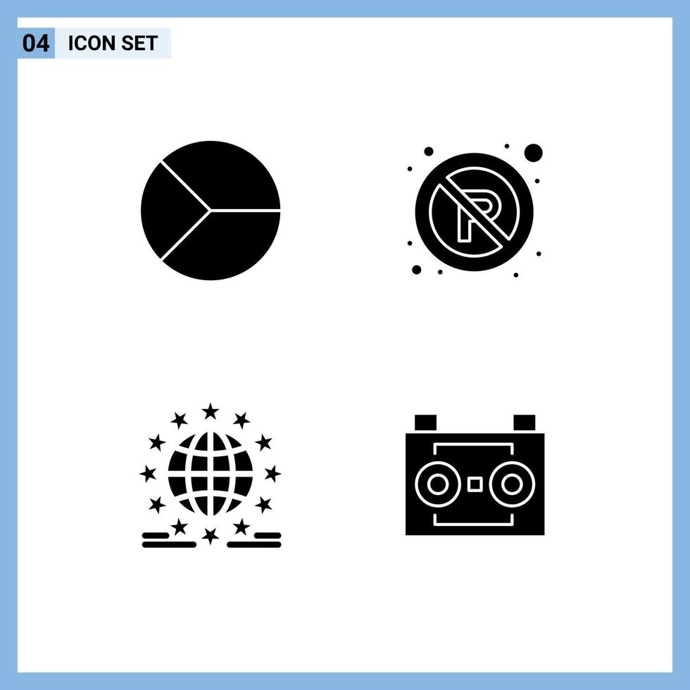 Set of 4 Vector Solid Glyphs on Grid for business gdpr graphical parking internet Editable Vector Design Elements