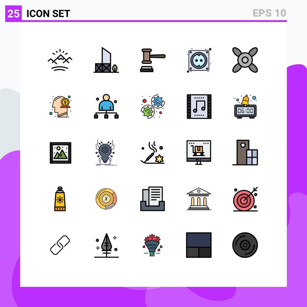 Mobile Interface Filled line Flat Color Set of 25 Pictograms of cooler hardware security computer order Editable Vector Design Elements