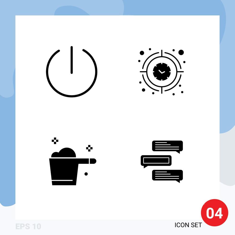 4 Solid Glyph concept for Websites Mobile and Apps off detergent clock time housekeeping Editable Vector Design Elements