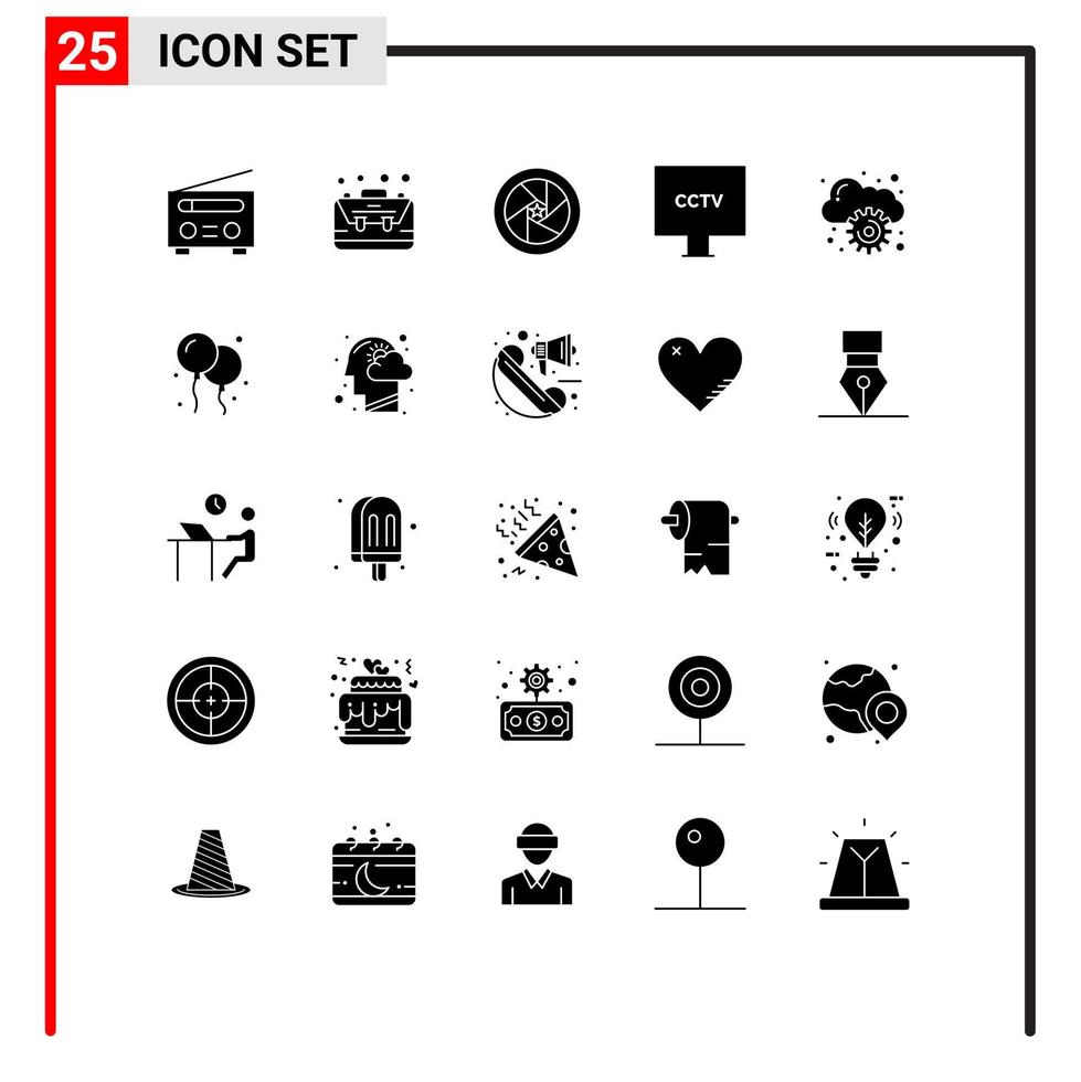 conjunto de 25 iconos modernos de ui símbolos signos para vigilancia cctv cámara de comercio electrónico superhéroe elementos de diseño vectorial editables vector