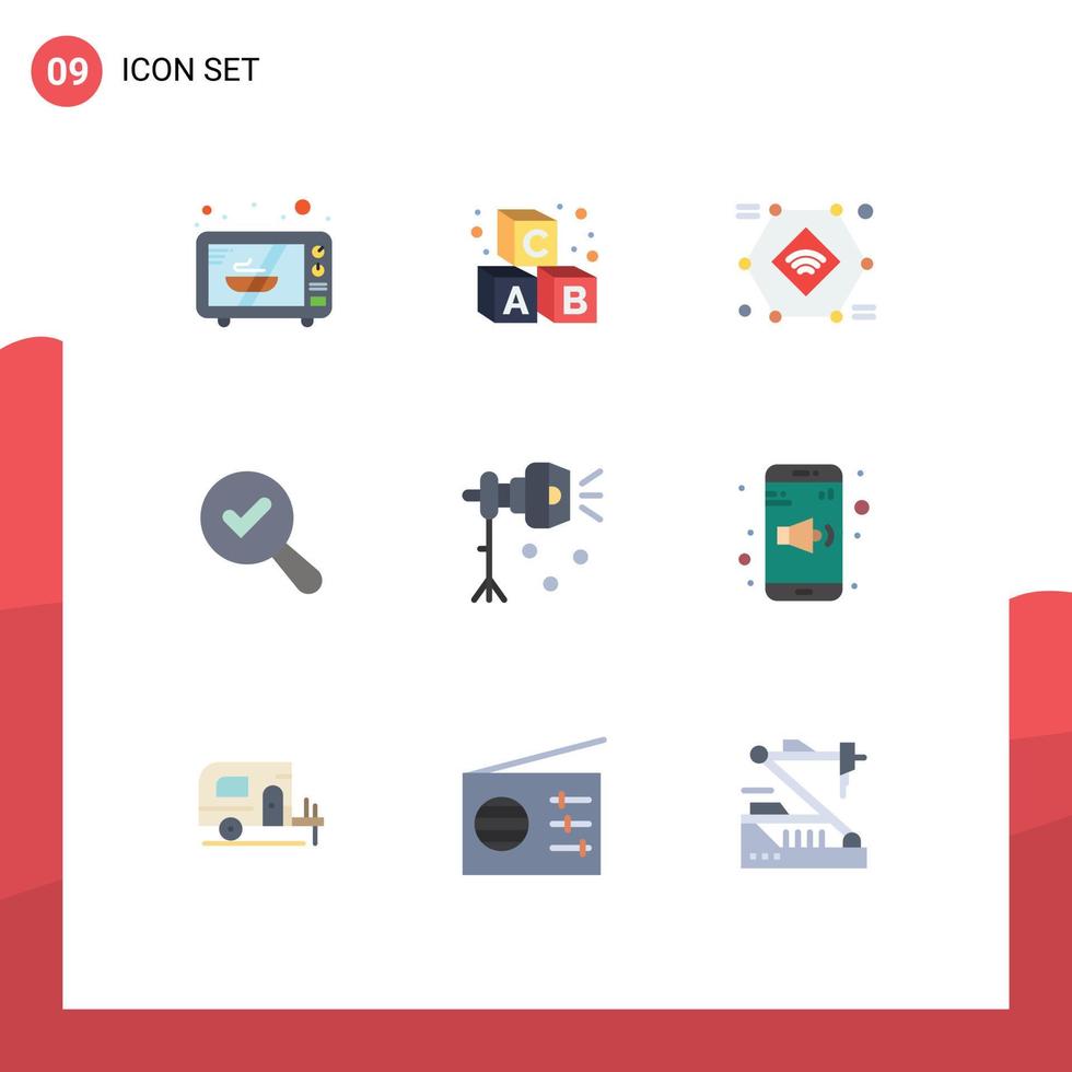 Universal Icon Symbols Group of 9 Modern Flat Colors of lightning illumination iot view find Editable Vector Design Elements
