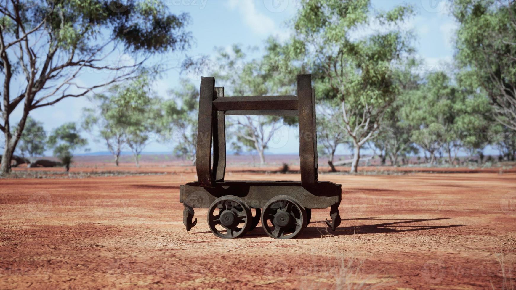 old rusted Mining cart in desert photo