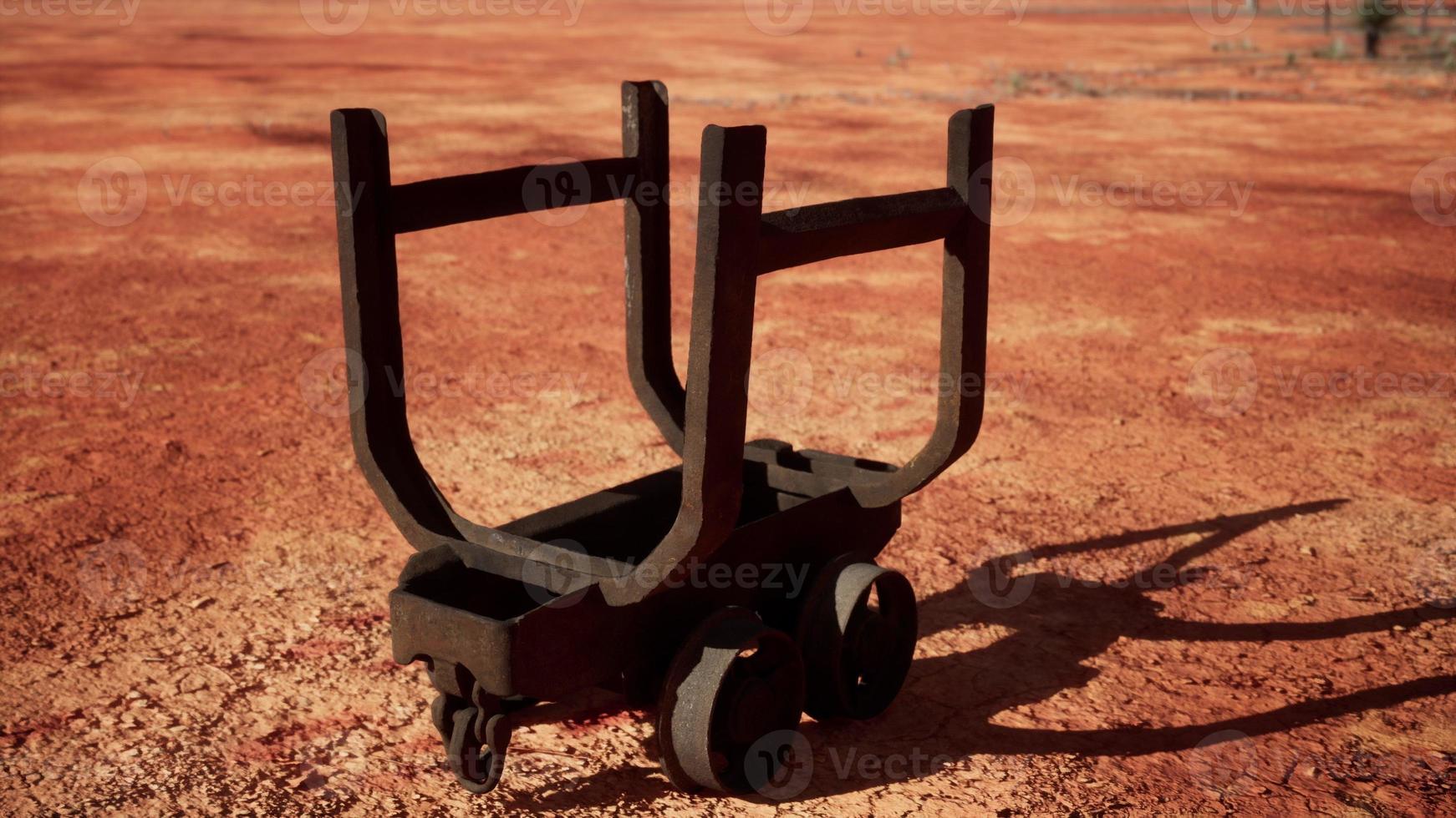 old rusted Mining cart in desert photo