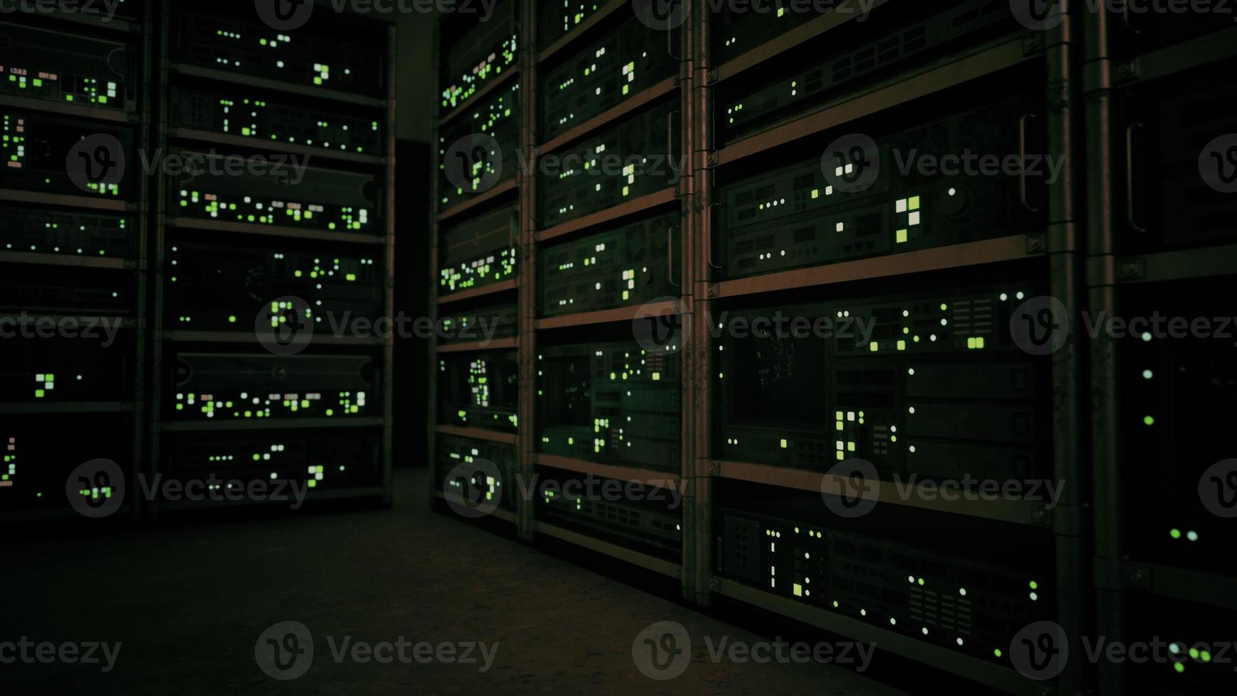 data center with multiple rows of fully operational server racks photo