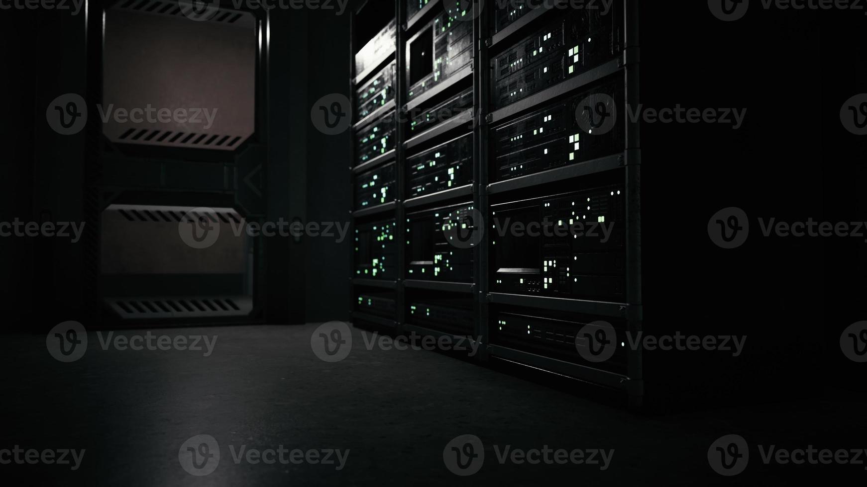 data center with multiple rows of fully operational server racks photo