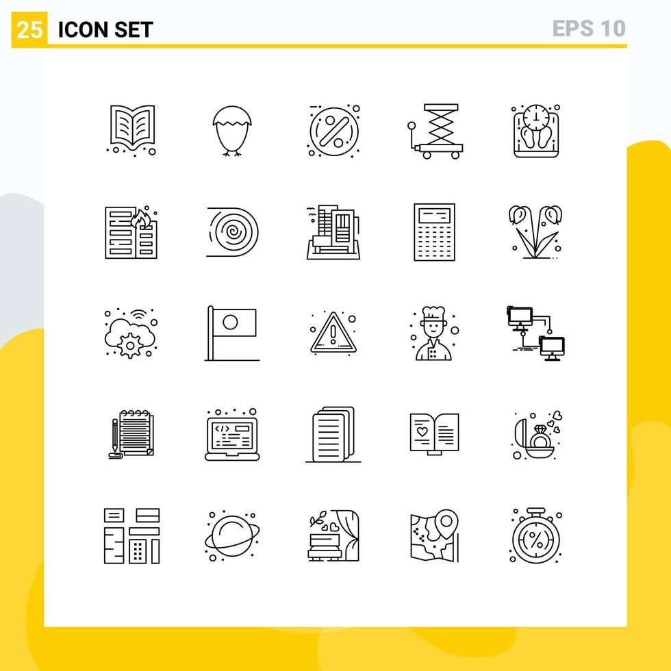 Group of 25 Lines Signs and Symbols for mass scissor sale lift car Editable Vector Design Elements