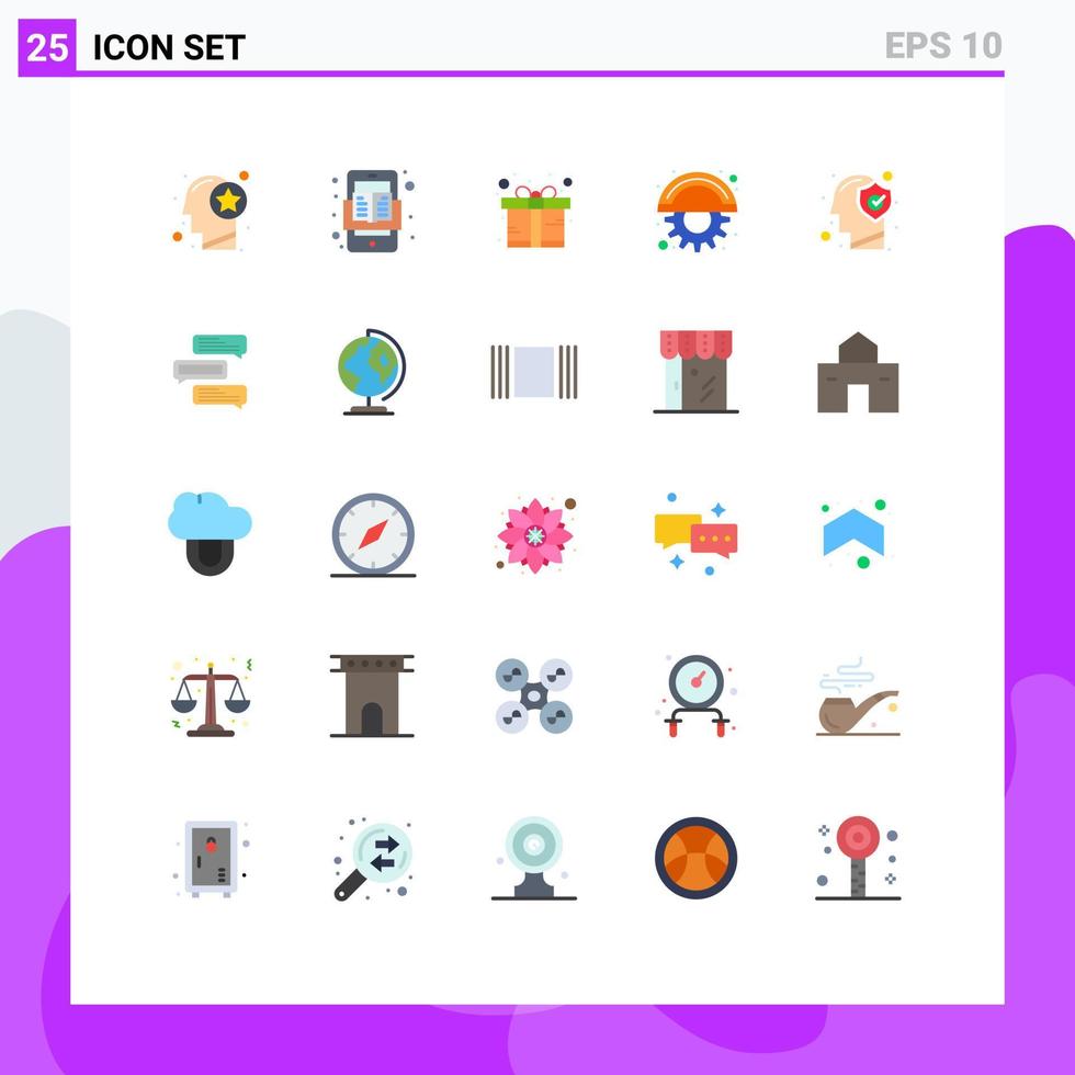 25 iconos creativos, signos y símbolos modernos de engranajes para la cabeza, cuchillas de línea de lectura, elementos de diseño vectorial editables vector