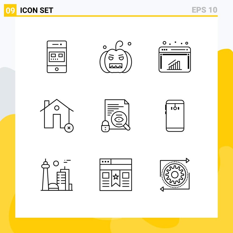 9 Outline concept for Websites Mobile and Apps house clear pumpkin cancel web Editable Vector Design Elements