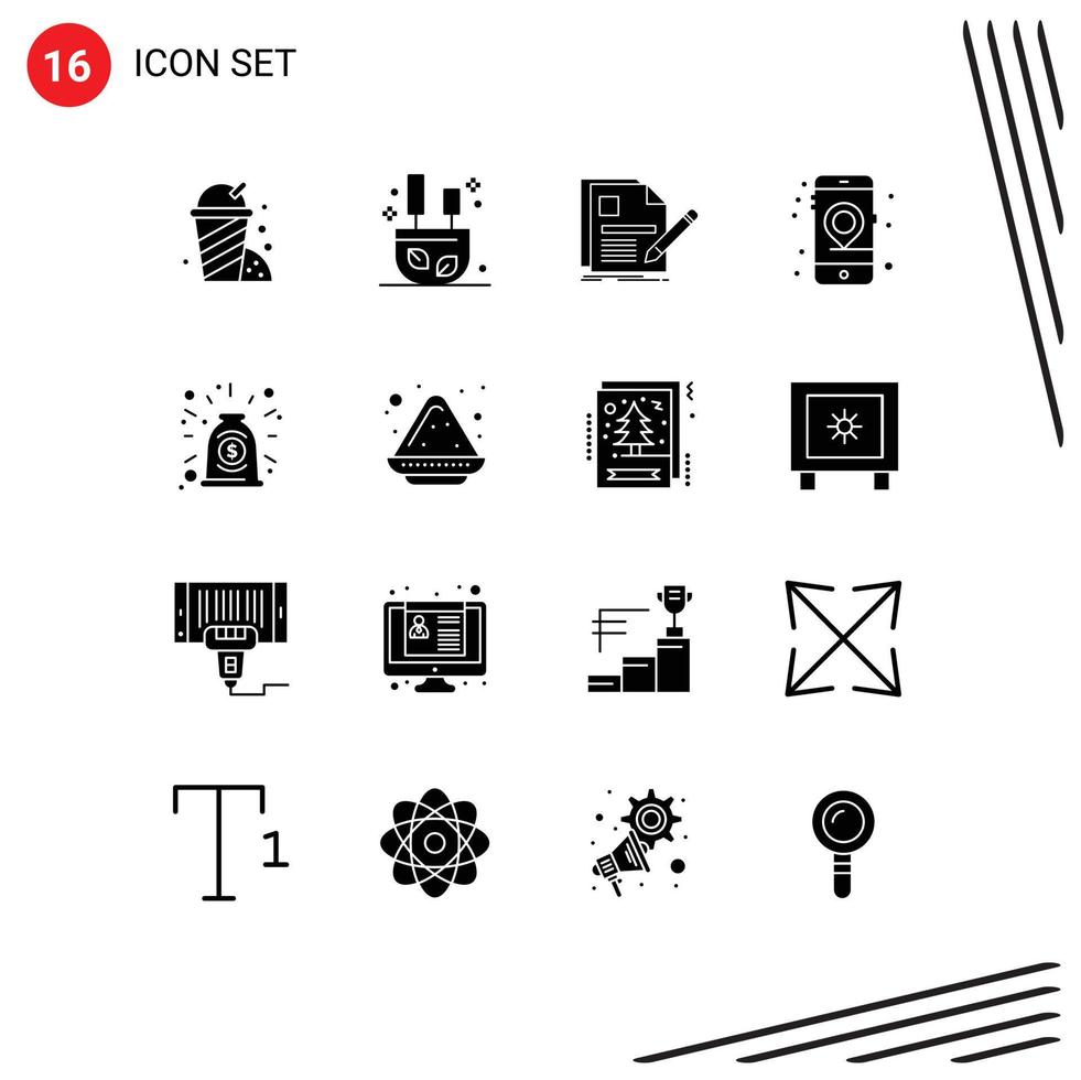 Set of 16 Modern UI Icons Symbols Signs for collaboration seo file mobile gps Editable Vector Design Elements