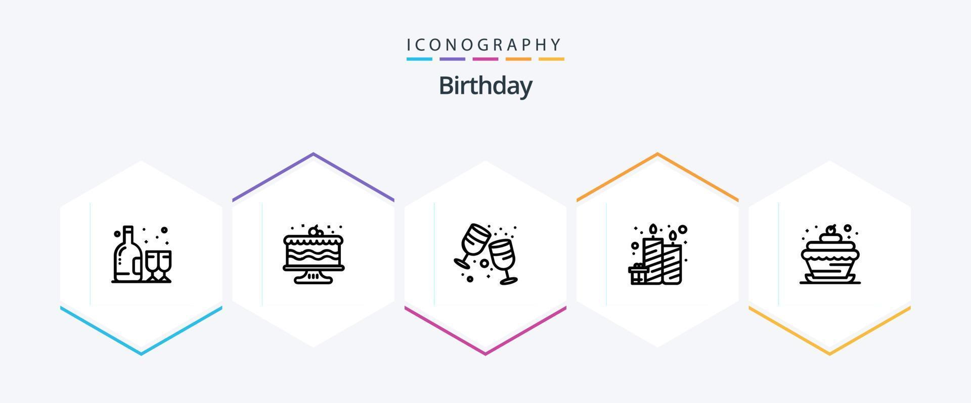 Birthday 25 Line icon pack including birthday. party. birthday. candles. birthday vector