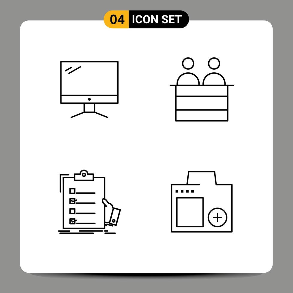 4 Creative Icons Modern Signs and Symbols of computer checklist imac human expertise Editable Vector Design Elements