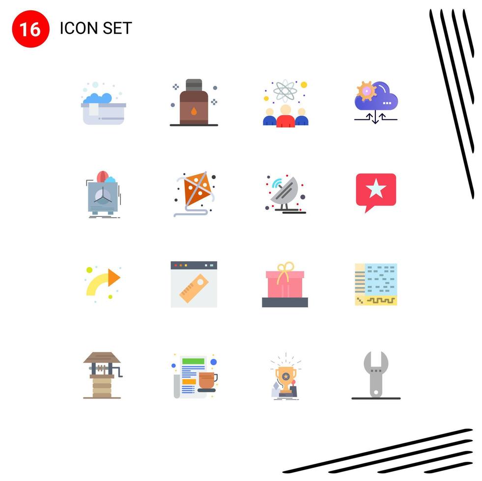 Set of 16 Vector Flat Colors on Grid for insurance gear spa setting scientists Editable Pack of Creative Vector Design Elements