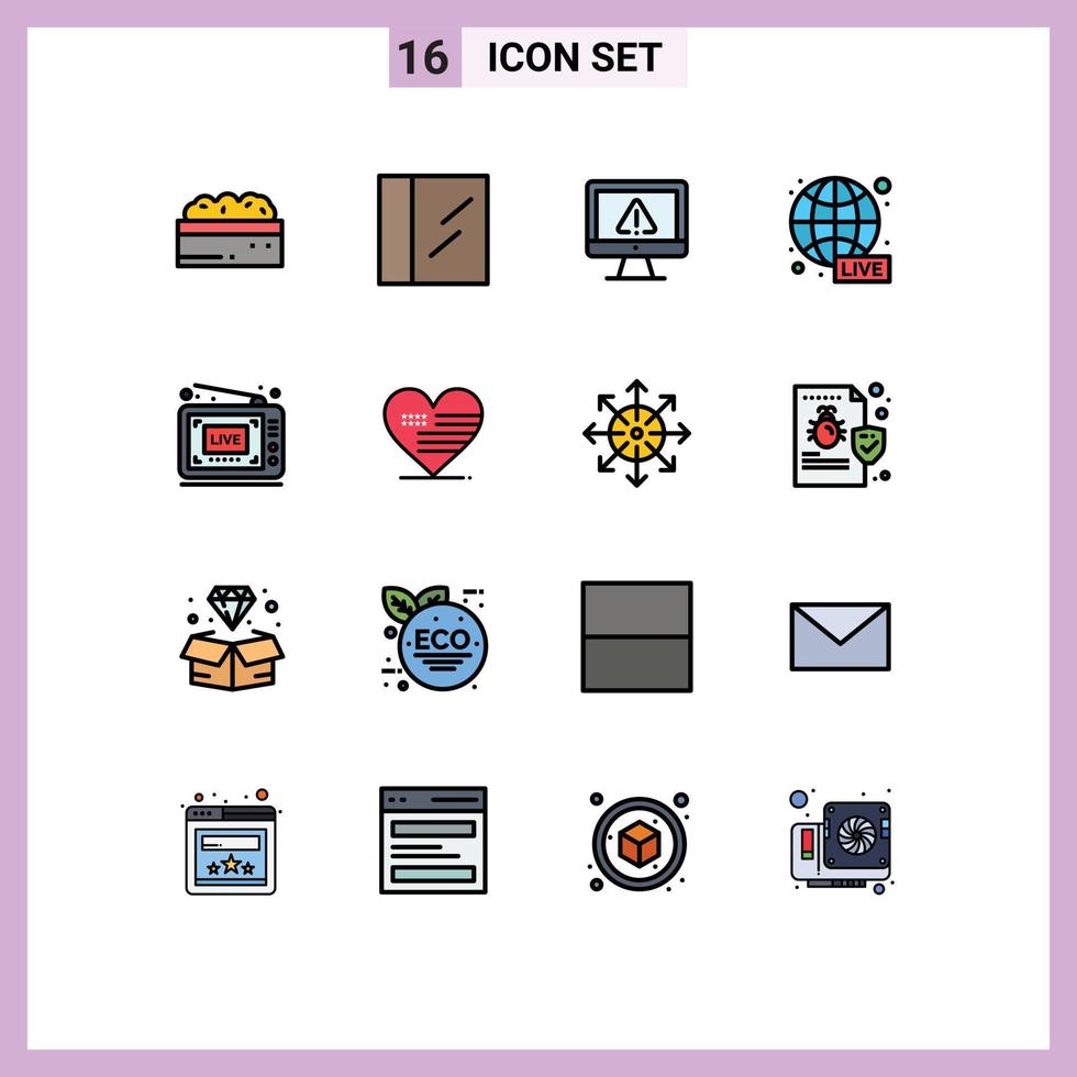 16 Creative Icons Modern Signs and Symbols of show broadcast information world wide live Editable Creative Vector Design Elements