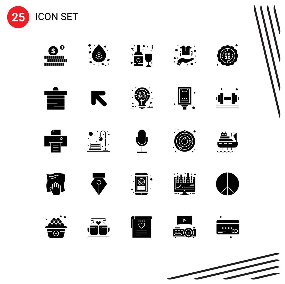 Set of 25 Modern UI Icons Symbols Signs for shirt sale alcohol hand wine Editable Vector Design Elements
