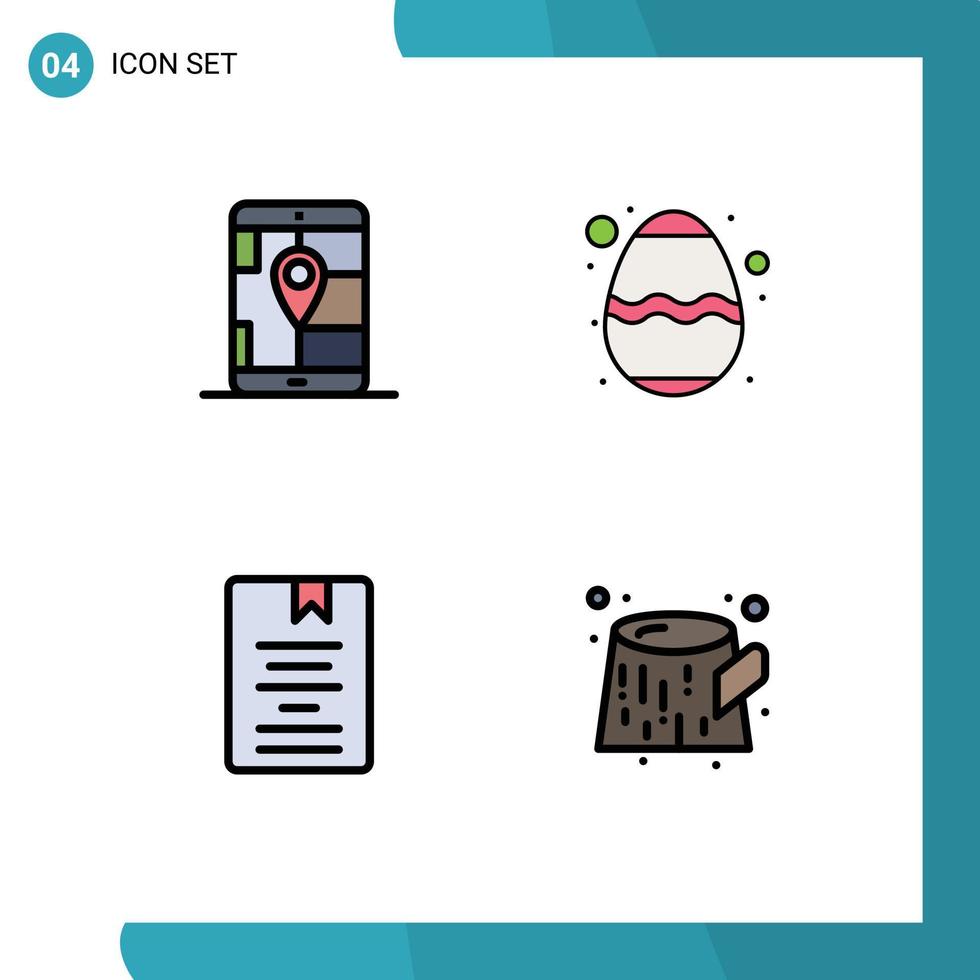 Pictogram Set of 4 Simple Filledline Flat Colors of app e navigation food knowledge Editable Vector Design Elements