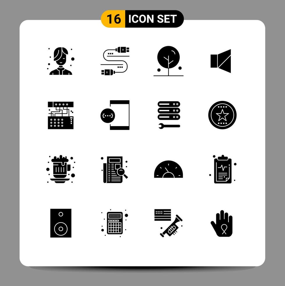 16 Universal Solid Glyphs Set for Web and Mobile Applications connection twitter blooming silent bell Editable Vector Design Elements