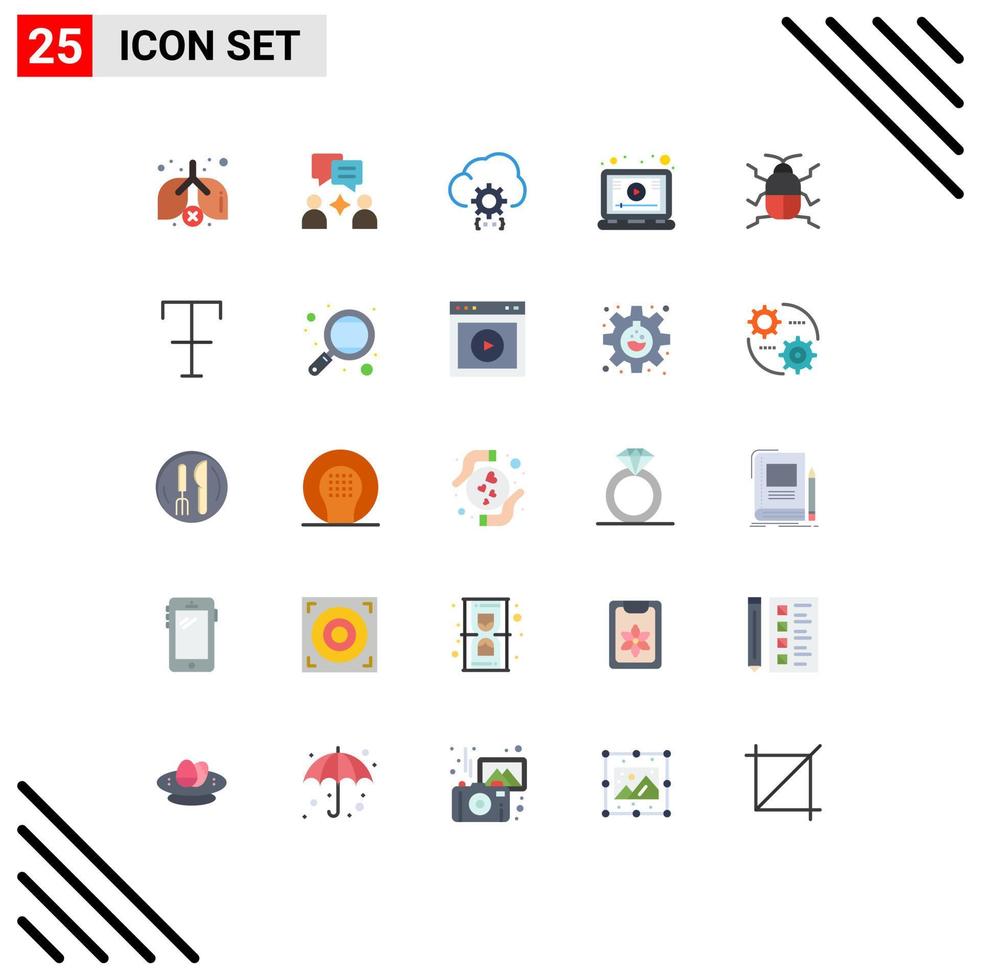 Group of 25 Modern Flat Colors Set for insect biology develop screen online Editable Vector Design Elements