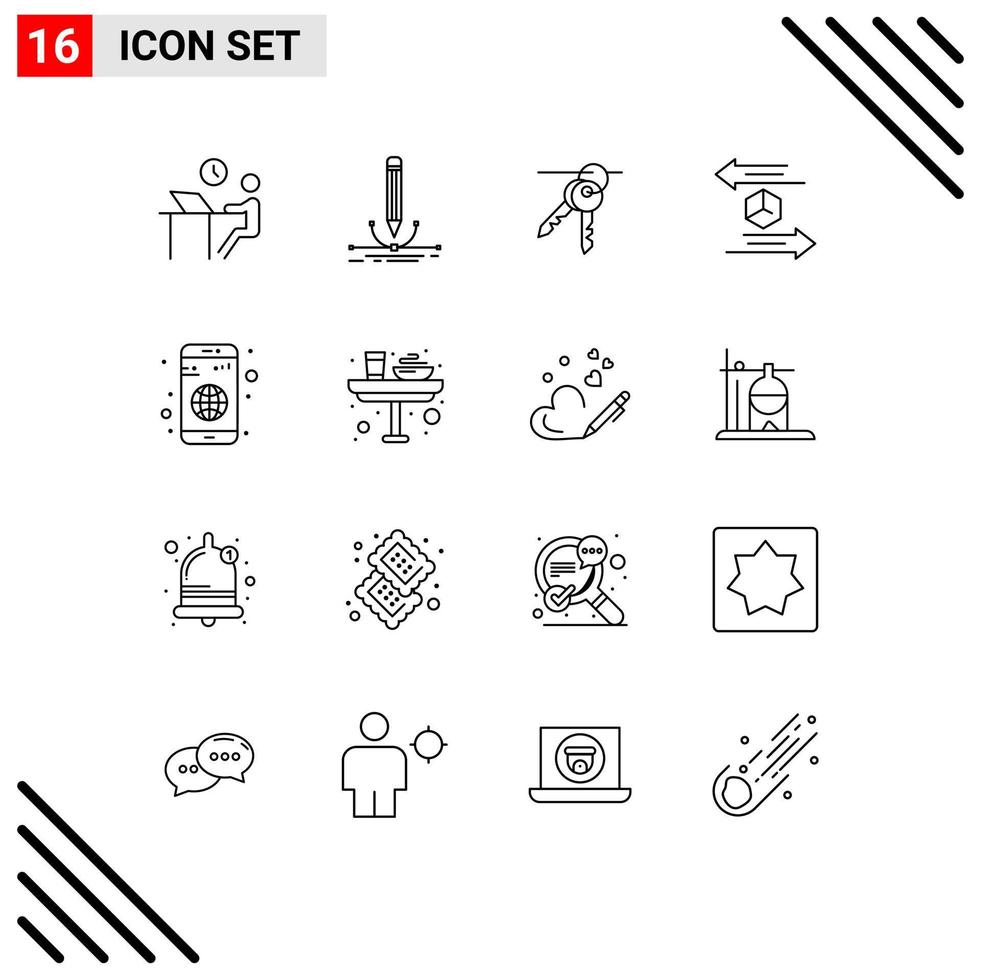 16 Thematic Vector Outlines and Editable Symbols of return delivery graphic box room Editable Vector Design Elements